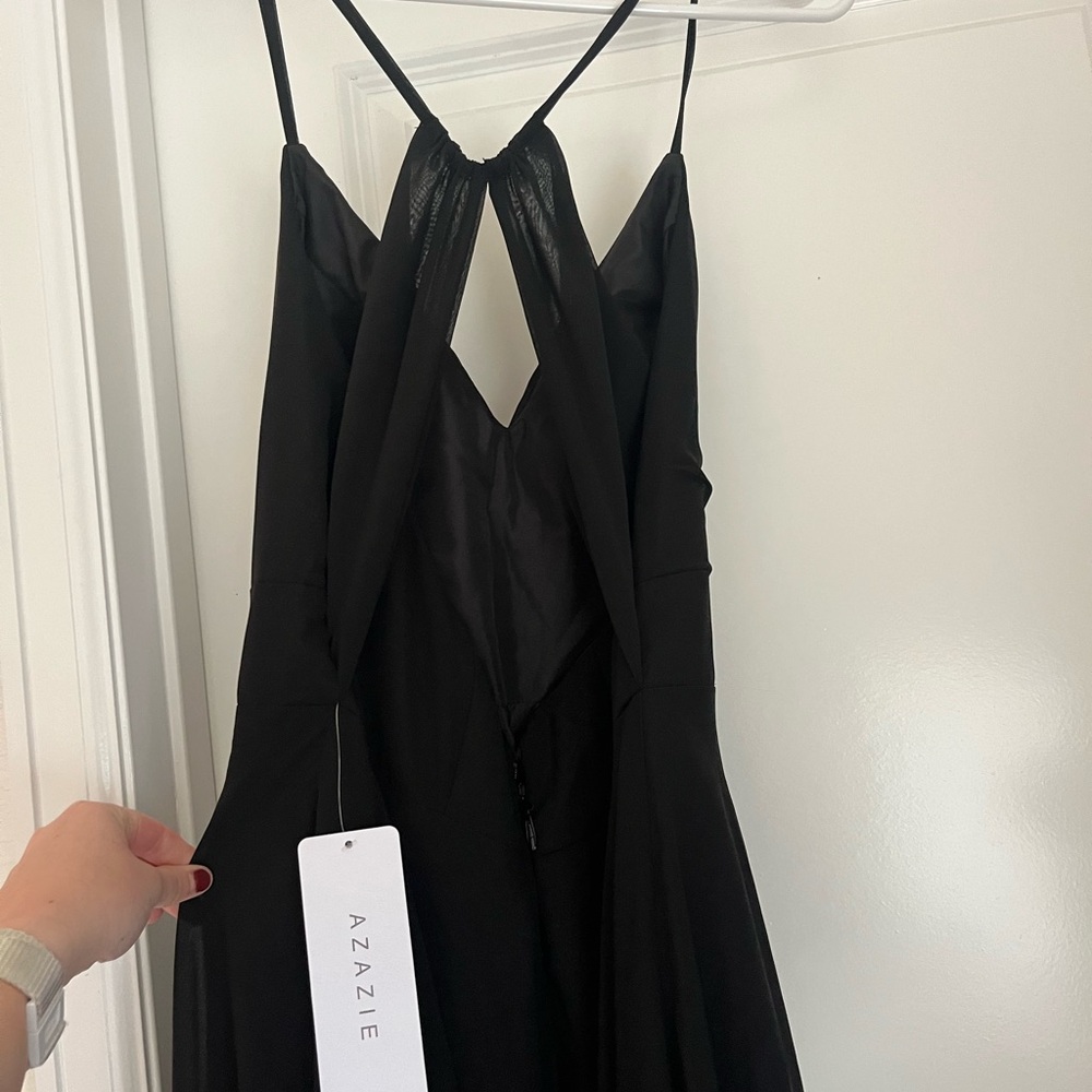 Azazie Avelina Elegant Black Backless Dress
